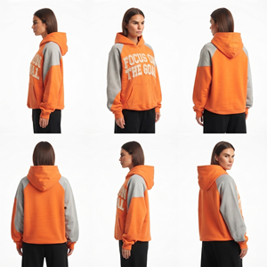 Custom Streetwear Heavy Cotton Raglan Sleeve Hoodie Women's Drop Shoulder French Terry 450 GSM Cotton Hooded <b>Top</b> Pullover - Product Image 3