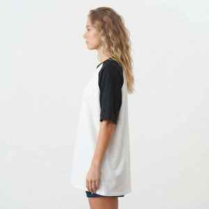 Camiseta Holgada de Manga Corta para Mujer, Blanca y Negra, de Algodón, Cuello Redondo, Informal, Transpirable, con Estampado de Logotipo, para Primavera y Verano - Product Image 4