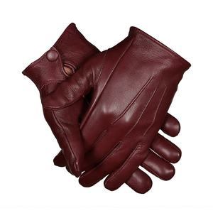 ถุงมือหนังแท้แฟชั่นพร้อมปุ่มสำหรับขับรถกลางแจ้งหน้าจอสัมผัส100% ถุงมือหนังแกะจากปากีสถาน - Product Image 1