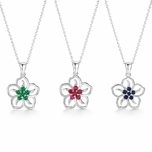 Collier pendentif pour femme en argent sterling S925, design fleur ajourée, pierre améthyste, rhodié, style bohème - Product Image 1