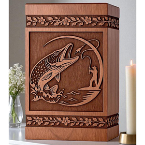 Engraved Wooden Fishing ashes Urn Handcrafted Fisherman <b>Memorial</b> <b>Keepsake</b> <b>Memorial</b> <b>Keepsake</b> by AYAANS - Product Image 4