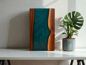 Urna Funeraria Artesanal de Resina Turquesa y Madera de Palisandro, Estilo Americano, Ecológica, Duradera, Conmemorativa, Eterna, Tranquil Ocean - Product Image 5