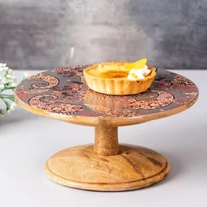 Support à gâteau moderne en bois, plateau de présentation de desserts, support à cupcakes, décoration de centre de table pour fêtes et événements - Product Image 1