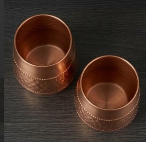 Verres à vin sans pied en cuivre pur, martelés, faits à la main, pour cocktails Moscow Mule, boissons froides, eau et jus - Product Image 5