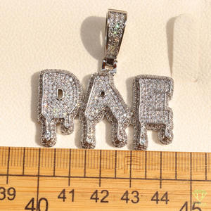" DAE " Drip Letter Pendant With Tennis Chain Moissanite Diamond Hip Hop <b>Necklace</b> <b>Custom</b> Bling Jewelry - Product Image 1