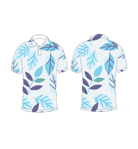 Polo à imprimé feuilles bleues, motif intégral, respirant, décontracté, manches courtes, style golf, pour l'été - Product Image 6