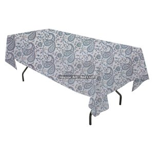 Nappe de table rectangulaire en coton 100% imprimée à la main, nappe de table en lin et coton de qualité supérieure pour salle à manger - Product Image 3