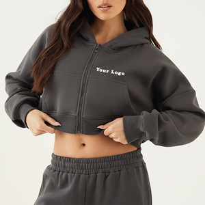 Sudadera con capucha y cremallera para mujer, estilo urbano oversize, de moda, para gimnasio, color liso, estilo streetwear, gran éxito de ventas - Product Image 1