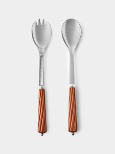 Cuillère et fourchette à salade en métal doré de luxe contemporain pour une présentation élégante de dîner haut de gamme - Product Image 3