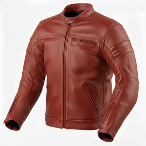 Veste d'automne-hiver en cuir chaud avec gilet en jersey brodé personnalisé et techniques d'impression, assorti aux vestes en cuir de couleur coordonnée - Product Image 1