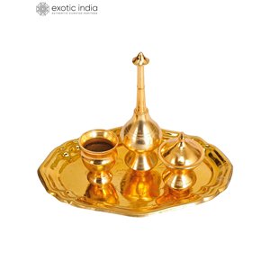 Handmade 5 Inches Brass Puja Thali Indian-Made <b>Party</b> <b>Tableware</b> & <b>Table</b> <b>Decorations</b> for Gifting - Product Image 4
