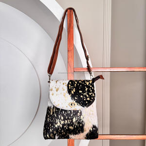 Wholesale Premium High Quality Women's New Hair Metallic Crossbody Cowhide <b>Handbag</b> Genuine Leather Western Style Zipper <b>Nylon</b> - Product Image 4