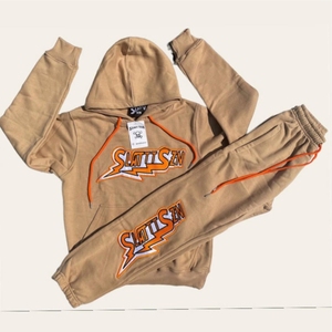 Ensemble survêtement et sweat à capuche délavé à l'acide, personnalisé, 100% coton éponge, survêtement oversize pour homme, pantalon de survêtement évasé et sweat à capuche - Product Image 2