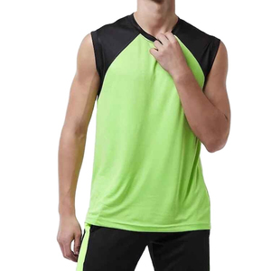 Camiseta sin mangas deportiva para hombre, verde lima, estilo raglán, dos tonos, para gimnasio, con logo personalizado, para entrenamiento y fitness, al por mayor - Product Image 1
