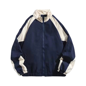 <b>Men's</b> High Quality Vintage Color-Block Patchwork Stand Collar <b>Jacket</b> Oversized Couple's Casual Outerwear - Product Image 3