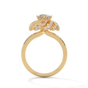 Women's Yellow Gold Diamond Engagement Ring Round Brilliant Cut Natural Diamonds Romantic Style - Product Image 3
