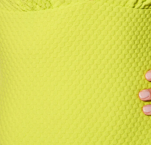 Maillot de bain deux pièces pour femme, couleur lime, épaules dénudées, texturé, coupe haute, en Spandex/Polyester, grande taille, avec liens latéraux, sans couture - Product Image 6