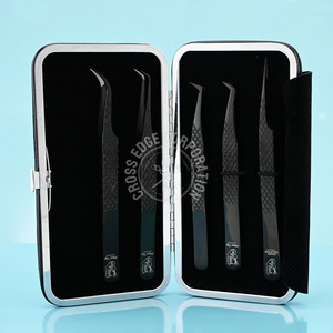 Pinzas de extensión de pestañas en forma de bota con etiqueta privada personalizada con punta de fibra Agarre de 45/75/90 grados Impresión de logotipo de material inoxidable - Product Image 1