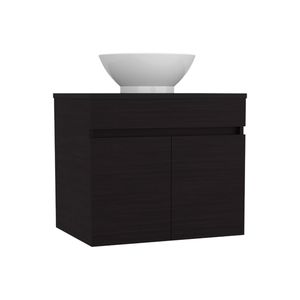 Mobile da Bagno Manchester con Due Cassetti e Ripiano Aperto, Lavabo Integrato, Colore Nero - Product Image 2