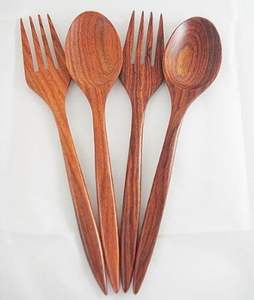 Juego de Tenedores de Madera para Servir Ensaladas, Diseño Simple, Cubertería de Madera para Alimentos, Postres y Ensaladas, Ligeros - Product Image 1