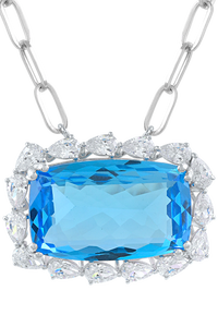 Colgante de Topacio Azul y Circonita en Plata de Ley 92.5 KLSP-50587 - Product Image 4