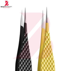 Pinces à cils greffées jaunes et noires, au meilleur prix, pour salon de beauté, idéales pour la pose d'extensions de cils. - Product Image 4