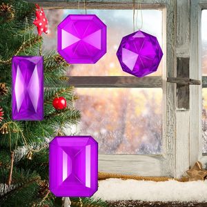 Set di 4 Decorazioni Natalizie Rettangolari in Acrilico con Glitter, Ornamenti da Appendere all'Albero di Natale, 3,9 "-6,2" - Product Image 3