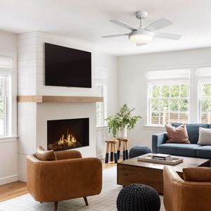 Ventilatore da soffitto a LED bianco da 42 pollici con luce LED da 22W e telecomando, pale in MDF, motore DC reversibile - Product Image 6