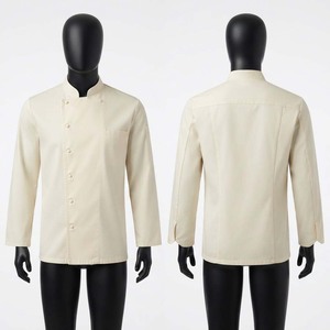 Chaqueta de Chef Unisex Premium de 210 GSM, Tejido de Polialgodón, Cuello Mao, Manga Corta, Impresión Serigráfica, Logotipo Personalizado - Product Image 1