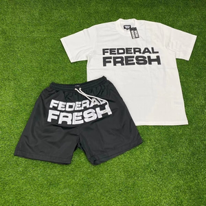 Ensemble de survêtement pour homme en molleton respirant imprimé sur mesure de haute qualité, t-shirt et short deux pièces, jogging d'été, streetwear unisexe, 100% coton - Product Image 5