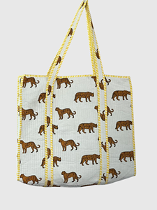 <b>Leopard</b> <b>Print</b> Cotton Tote Bag Fashion Open Closure Women's Shopping Bag All Seasons - Product Image 1