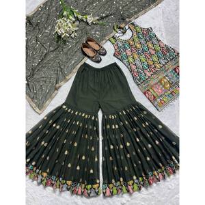 Designer Women's Party Wear Top Bottom Dupatta <b>Set</b> with Embroidery Sequence Work - Product Image 2