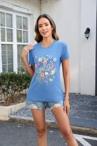Camiseta Gráfica de Moda Urbana para Mujer, Camiseta Estampada Elegante, Suave y Cómoda, Top Informal de Manga Corta, Transpirable y de Secado Rápido - Product Image 4