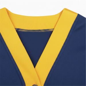 Cardigan en tricot décontracté pour femme, style universitaire, boutonné sur le devant, avec bordure contrastante, coupe ample, motif géométrique, pull tricoté - Product Image 4