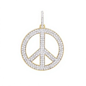 D'VINS JEWELS Colgante Símbolo de la Paz Oro Sólido 18K con Diamantes Engastados Unisex Lujo para Uso Diario - Product Image 1