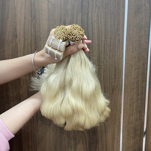 Extensions de cheveux blondes de qualité supérieure, pointe I, ondulées naturelles, pointes épaisses et très douces, fabriquées à partir de cheveux humains vietnamiens 100 %. - Product Image 6