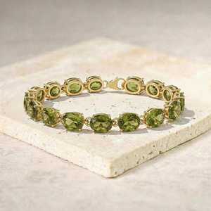 Pulsera de Peridoto Natural de Lujo Vintage, Plata de Ley 925, Hecha a Mano, Cadena de Tenis Única y Espectacular, Regalo de Joyería para Mujer - Product Image 3