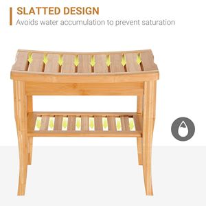 Panca da doccia moderna in bambù a 2 livelli, sgabello in legno per spa, organizer per bagno, camera da letto, giardino, cucina - Product Image 6