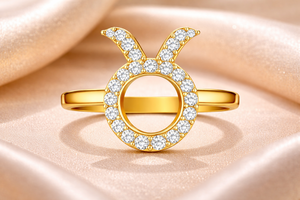 Anillo del Signo Zodiacal Tauro con Diamantes de Oro CZ, Joyería con Piedra de Nacimiento de Abril/Mayo, Regalo de Astrología para Ella - Product Image 2