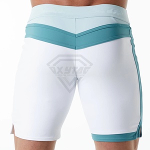 Pantalones Cortos de Ciclismo para Hombre, Diseño Color Block, Blanco y Verde Azulado, Ajustados, Transpirables, de Secado Rápido, de Poliéster - Product Image 3