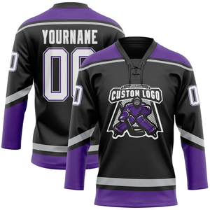 Custom Sublimated Ice Hockey Jersey Camouflage Pink Blue Teams Logo V-Neck Three Quarter Sleeve Adult Unisex Moisture Wicking - Product Image 6