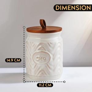 Juego de Recipientes de Cocina con Patrón en Relieve y Tapa de Madera, Diseño de Inspiración Vintage, Elegante Organizador de Encimera, Recipiente para Azúcar - Product Image 4