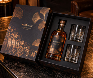 Boîte rigide personnalisée pour bouteille de whisky de la collection Nocturne Distillery avec couvercle et base - Product Image 1