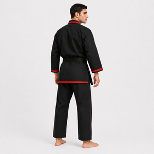 WAPRO INDUSTRY Kimono de Karate Negro con Ribete Rojo, Uniforme de Artes Marciales para Hombre, Corte Regular, Duradero, 100% Algodón, Ropa de Entrenamiento para Adultos - Product Image 2