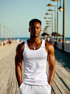 Vêtements de sport pour hommes Débardeur de sport en coton Débardeurs côtelés sans manches T-shirt sans manches Débardeurs pour hommes - Product Image 2