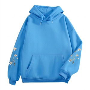 Sudadera con Capucha Rosa para Mujer, Bordado Floral, Manga Larga, Informal, Tejida, para Otoño - Product Image 6