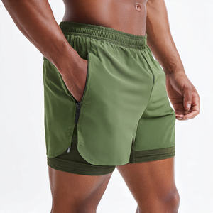 Pantalones Cortos Deportivos de Doble Capa con Cordón Ajustable en la Cintura para Hombre, Ropa de Gimnasio y Fitness, Pantalones Cortos 2 en 1 para Hombre, 100% Poliéster, Pantalones Cortos Deportivos de Doble Capa - Product Image 2