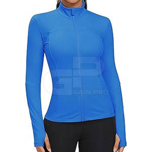Chaqueta de yoga cómoda para mujer con cremallera, manga larga, ropa deportiva, corte ajustado, secado rápido, transpirable, para correr - Product Image 4