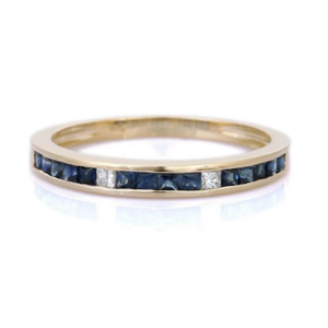 14K White Gold Cushion Cut Sapphire Wedding Ring for Women - Product Image 2