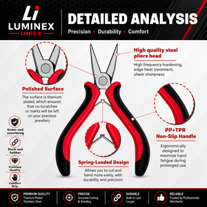LUMINEX IMPEX LUB=113 <b>Long</b> <b>Nose</b> Stainless Steel Lightweight Smooth Work Jewelry Making Polishing Pliers for Bracelet Making DIY - Product Image 4